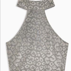 silver cheetah print top. size 6